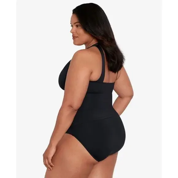 Lauren Ralph Lauren Plus Size Halter Tankini Top, Black, Size 16W 0052